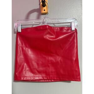 Triple Seven Red Faux Leather Tube Top – Size M